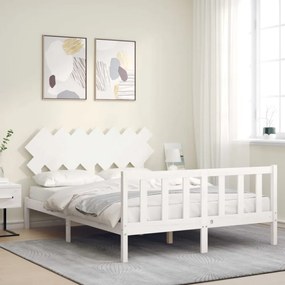 fehér tömör fa ágykeret fejtámlával King Size