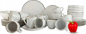 Urban White Porcelán Ebédlő Szett 6 személyes 38 db-os- Alumínium Bogucice