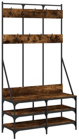 füstös tölgy színű ruhafogas cipőpolccal 100x40x184 cm