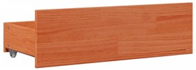 barna tömör fenyőfa fiókos ágykeret matrac nélkül 100 x 200 cm