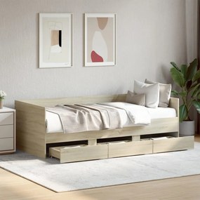 sonoma tölgy kanapéágy fiókkal matrac nélkül 100x200 cm