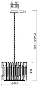 Csillár láncon RITZ 7xE14/40W/230V átm. 42 cm arany