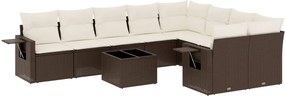 vidaXL 10 részes barna polyrattan kerti ülőgarnitúra párnákkal