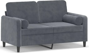 vidaXL 2 személyes sötétszürke bársony kanapé díszpárnákkal 120 cm