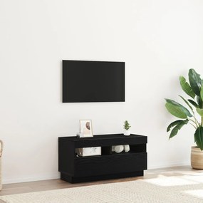LED világításos TV szekrény - Fekete tölgy, 80x35x40 cm, Mérnöki fa
