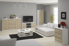 TV asztal Dariel  (fehér + szonoma tölgy). Akció -12%. 1069407