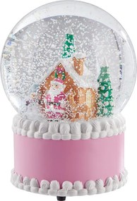 X-MAS zenélő hógömb 12cm , rózsaszín