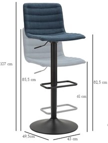 Petróleumkék-fekete állítható magasságú bárszék (ülésmagasság 61 cm) Malia – Mauro Ferretti