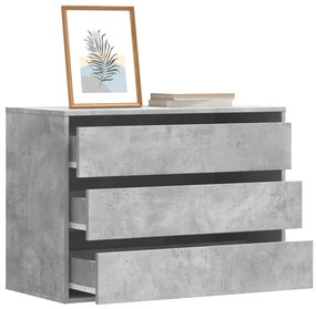 betonszürke szerelt fa fiókos sarokszekrény 80 x 41 x 58 cm