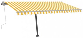 sárga-fehér kézzel kihúzható póznás napellenző 450 x 350 cm