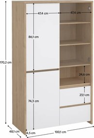 Vitrin, hickory tölgy/extra magasfényű fehér, NEXT 50317