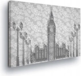 Vászonkép 80x60 London Big Ben építészet város szürke Anglia utazás