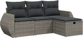 vidaXL 4 részes szürke polyrattan kerti ülőgarnitúra párnákkal