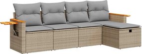 vidaXL 5 részes bézs polyrattan kerti ülőgarnitúra párnákkal