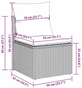 9 részes bézs polyrattan kerti ülőgarnitúra párnákkal