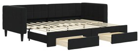 fekete kihúzható bársony heverő fiókkal 80 x 200 cm