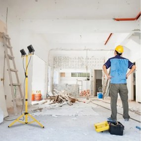 LED Reflektor állvánnyal TIGRA 2xLED/100W/230V 4000K IP54 fekete/sárga