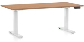 OfficeTech C állítható magasságú asztal, 160 x 80 cm, fehér alap, bükkfa