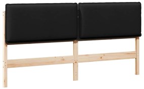 Kárpitozott fejtámla Természetes és fekete 180 cm Tömör fenyőfa