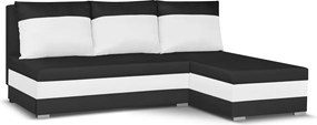 GUSTO Kinyitható sarokkanapé Fekete/fehér