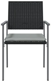 6 db fekete polyrattan kerti szék párnával 54x62,5x89 cm