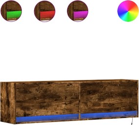 vidaXL füstös tölgy színű fali TV-szekrény LED-ekkel 140 x 31 x 38 cm