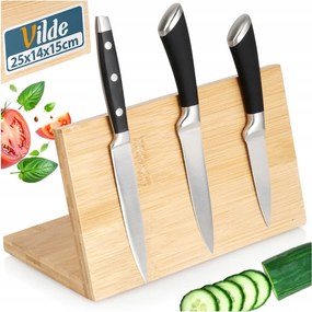 Bambusz konyhai késtartó állvány univerzális Mágneses