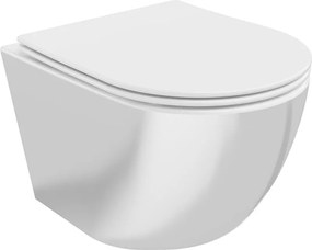 Mexen Lena Rimless WC csésze lassan záródó, vékony duroplaszt ülőkével, fehér/ezüst - 30224004