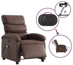 barna műbőr elektromos dönthető masszázsfotel