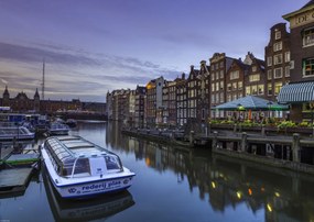 Poszter 59,4x42cm Amszterdami csatorna csónakokkal, Assaf Frank