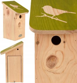 Fészekbódé zöld napellenzővel cinegék számára Minősített fa