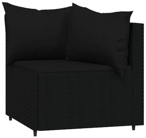 3 részes fekete polyrattan kerti ülőgarnitúra párnákkal