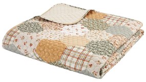 Sárga-bézs steppelt ágytakaró 220x230 cm Floral Patchwork – Catherine Lansfield
