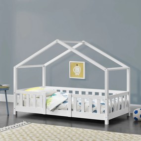 [en.casa] Házikó gyerekágy leesésgátlóval Treviolo 80x160 cm fenyő fehér