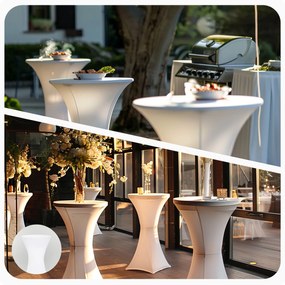 Casaria® Bár összecsukható asztal Ø60 cm - fehér/ márvány megjelenés