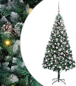vidaXL Mű karácsonyfa 300 LED-del Zöld 210 cm PVC és Acél és Műanyag