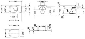 Duravit 45350900A1 - D-CODE függesztett WC ülőkével, kerámia / fényes fehér