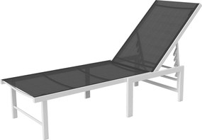 Outsunny Napozóágy állítható 5-fokozatú háttámlával, Kerti Napozóágy lélegző acélszerkezettel és 550g/m² Textilene ülőfelülettel, strandhoz, medencéhe
