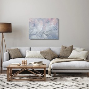 Kép - Kék virágok a falon (üvegen) (70x50 cm)