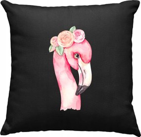 Flamingó párna Virágok Színes Fekete