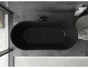 Mexen Montana, szabadon álló kád 170 x 80 cm, fekete, fekete túlfolyó, 52011708070-70