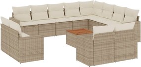vidaXL 13 részes bézs polyrattan kerti ülőgarnitúra párnákkal