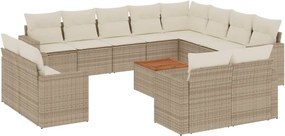 vidaXL 13 részes bézs polyrattan kerti ülőgarnitúra párnákkal
