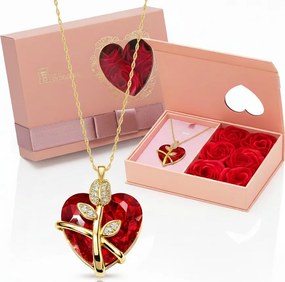 Ezüst női nyaklánc szív ékszerdoboz rózsa ezüst aranyozott valentin nap