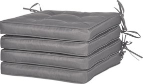 Outsunny Kültéri Székpárna Készlet 42x42x5 cm - 4 Darab Vízálló Székpárna 2 Rögzítő Húzózsinórral Sötétszürke | Aosom