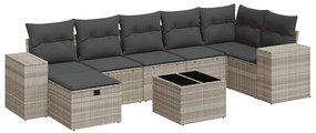 vidaXL 8 részes világosszürke polyrattan kerti ülőgarnitúra párnával