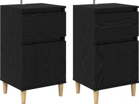 vidaXL Éjjeliszekrény 2 pcs Fekete tölgy 40 x 35 x 70 cm Faanyag