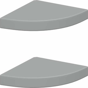 vidaXL 2 db szürke MDF lebegő sarokpolc 25 x 25 x 3,8 cm