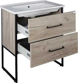 TMP IRON 75 álló fürdőszobabútor - Sanovit ATRIA 9075 porcelán mosdóval - 75 x 45,5 cm