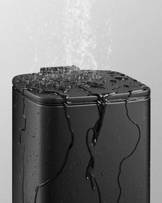 Fürdőszobai szemetes tetővel, 8L, kis helyekre, Soft Close, acél, fekete